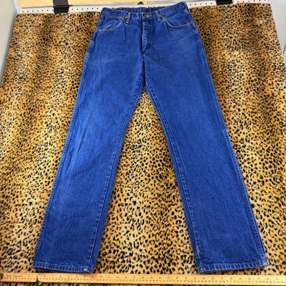 Vintage 80s Wrangler Cowboy Cut Denim Blue Jeans 13MWZPW 34x36 Made in USA